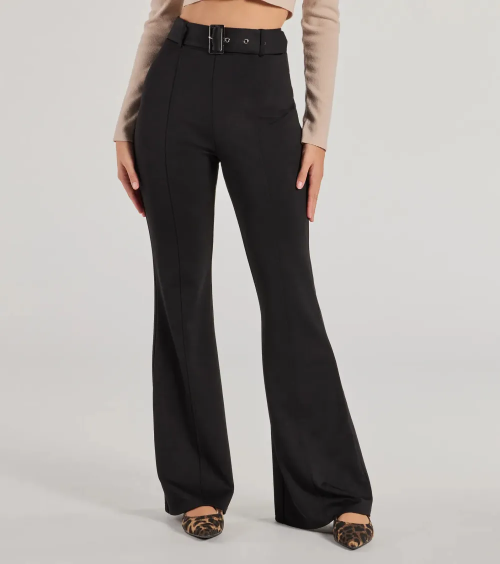 Polished Glam Belted Wide Leg Pants