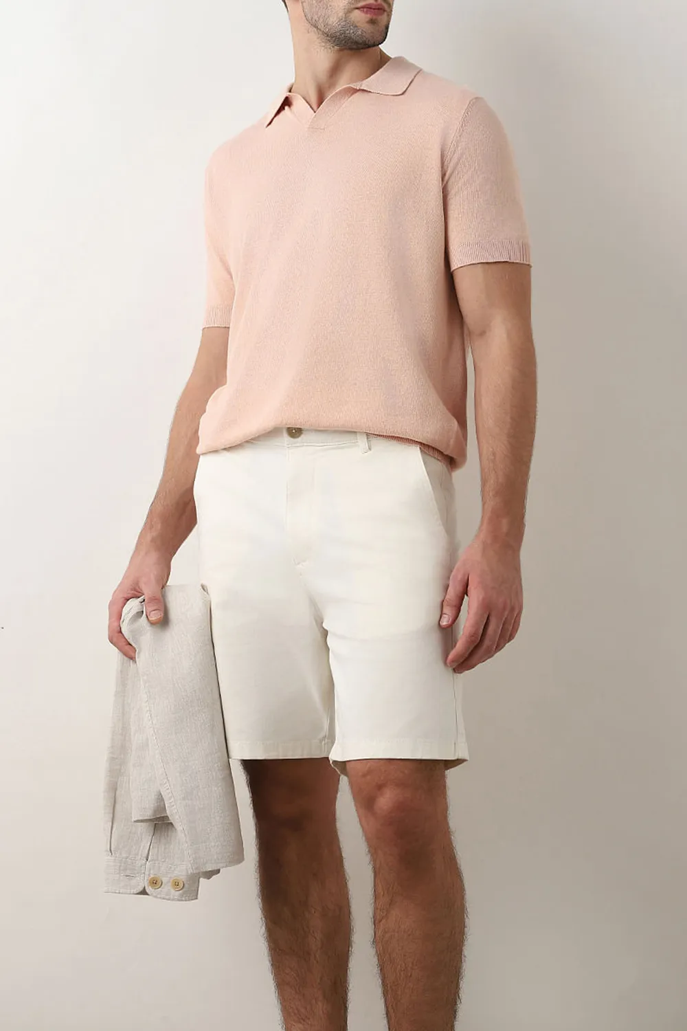 Peach Linen Polo T-shirt