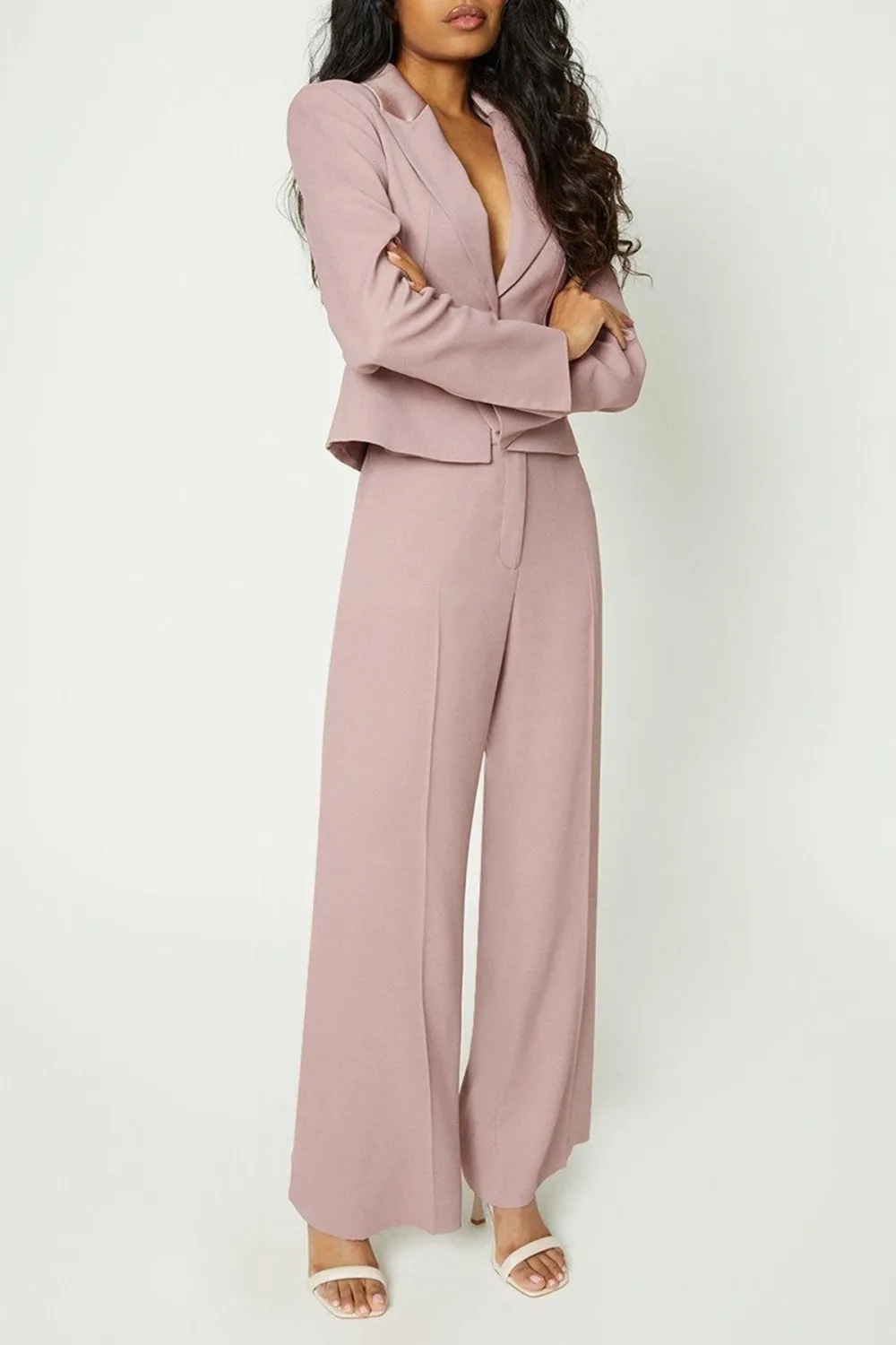 Petite Straight Leg Satin Waistband Trouser