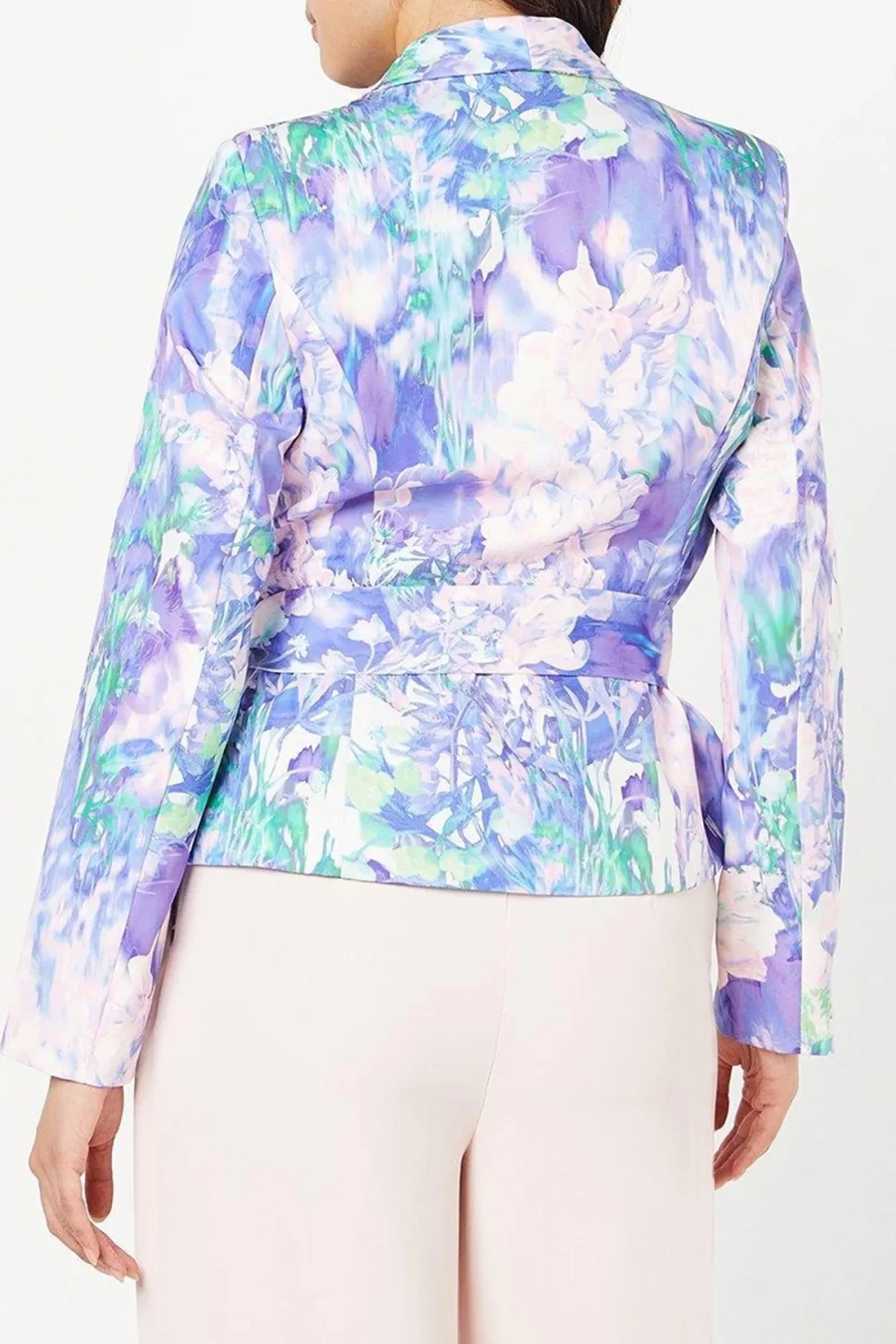 Printed Tie Waist Blazer