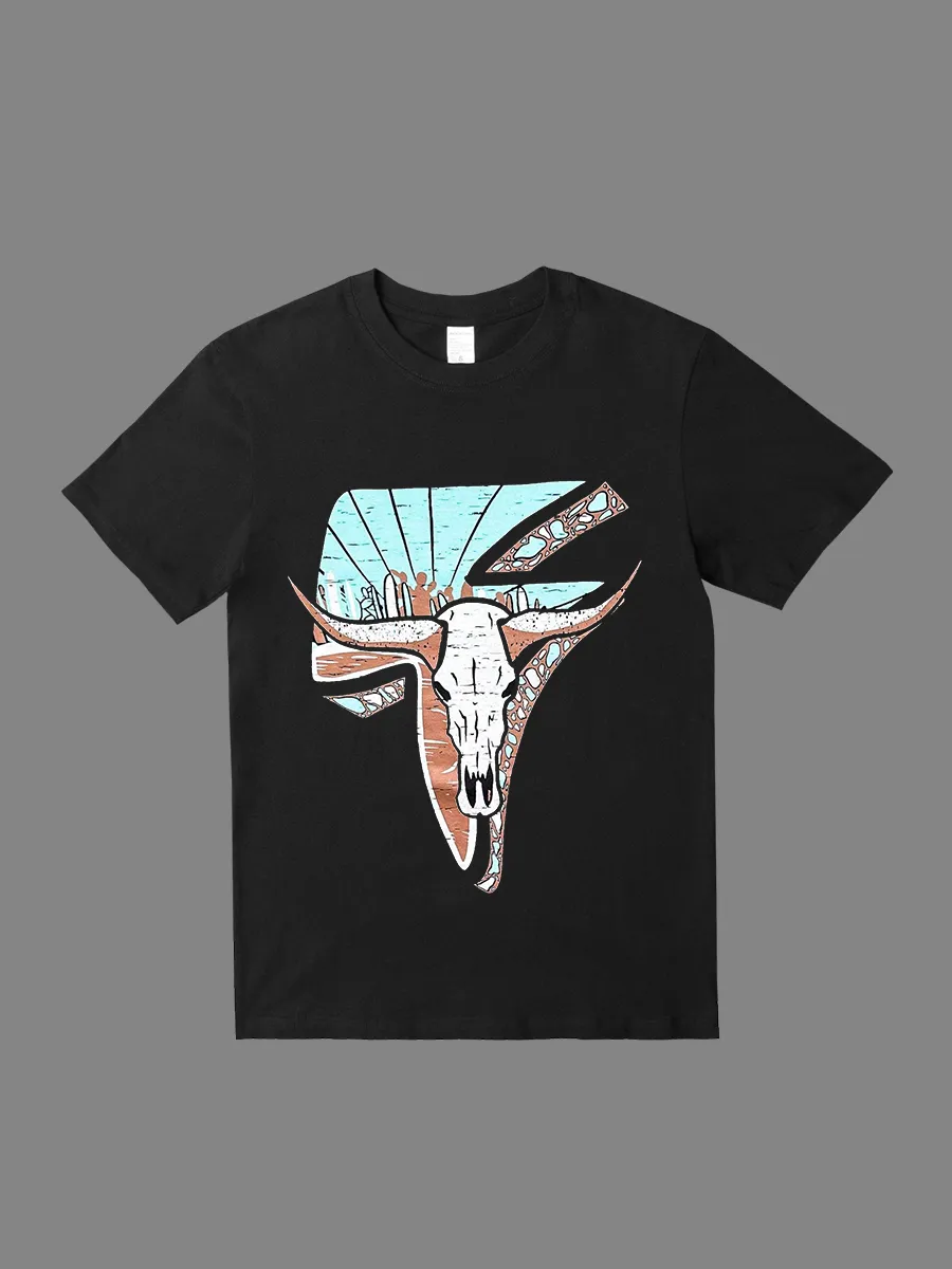 Lightning Cow Skull Graphic Tee