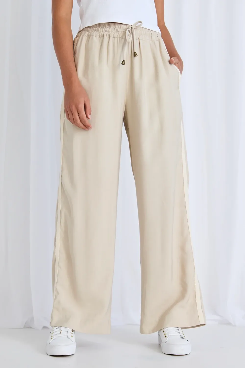 Townie Sand Stripe Side Tape Wide Leg Pants