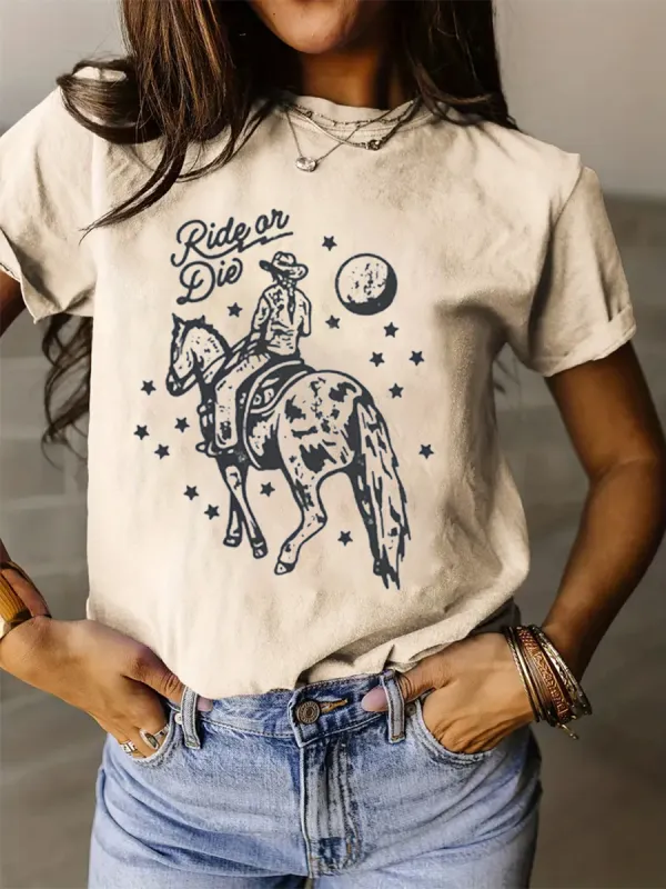 Riding or Dead Cowboy Girl Singles Party T-shirt