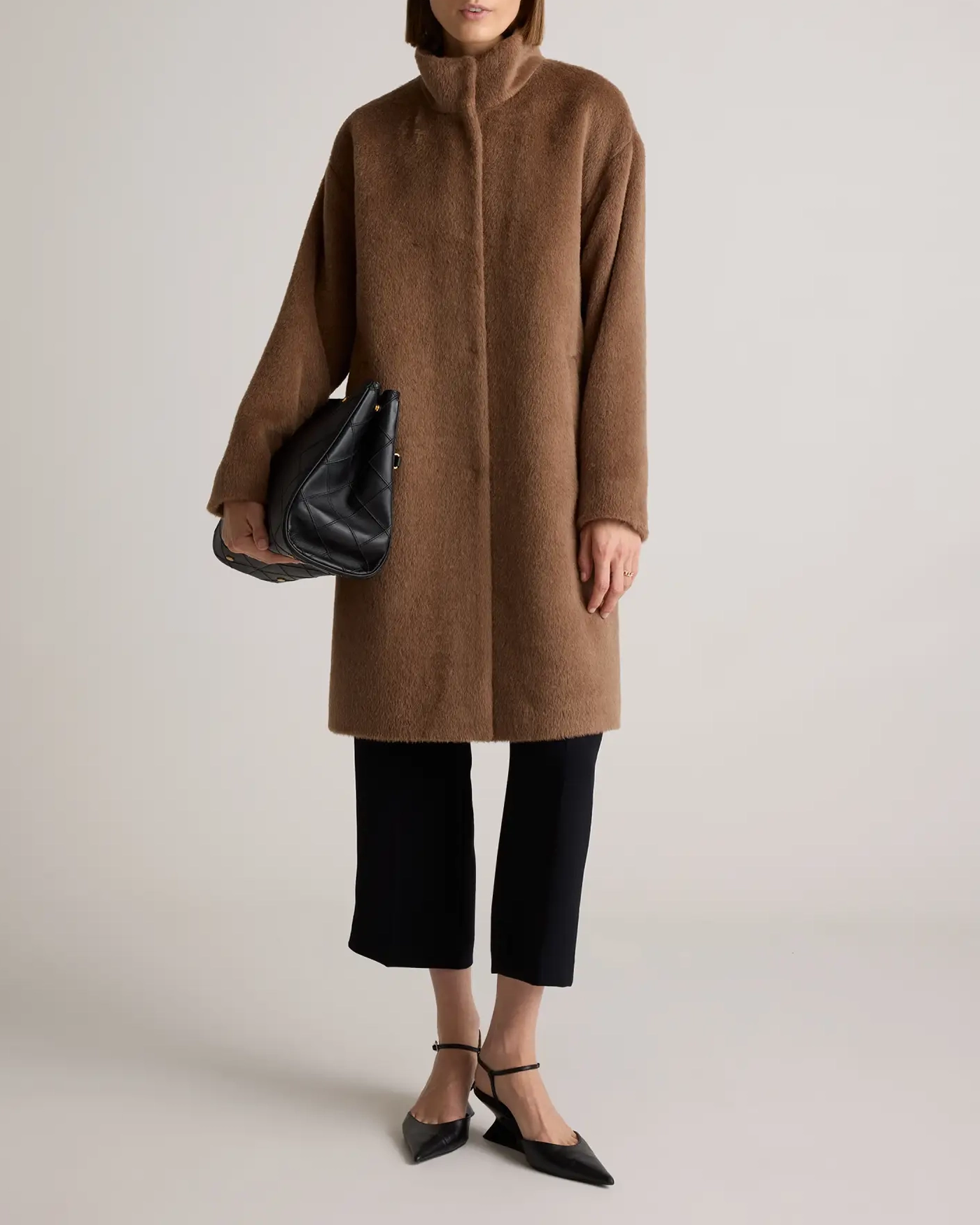 Alpaca-Wool Stand Collar Coat