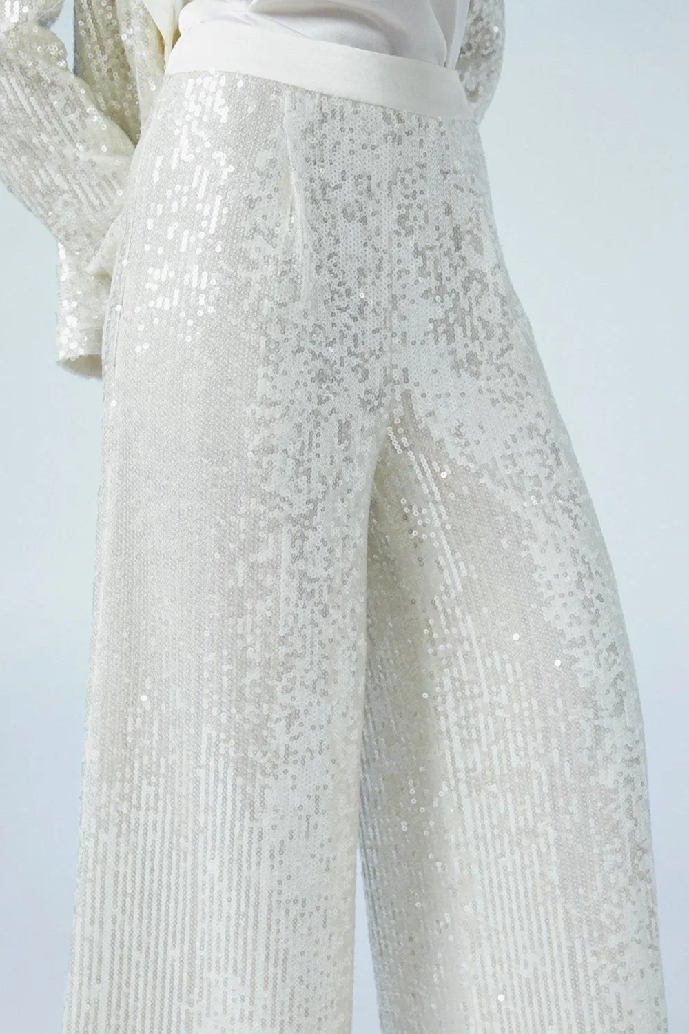 Clear Sequin Wide Leg Trouser