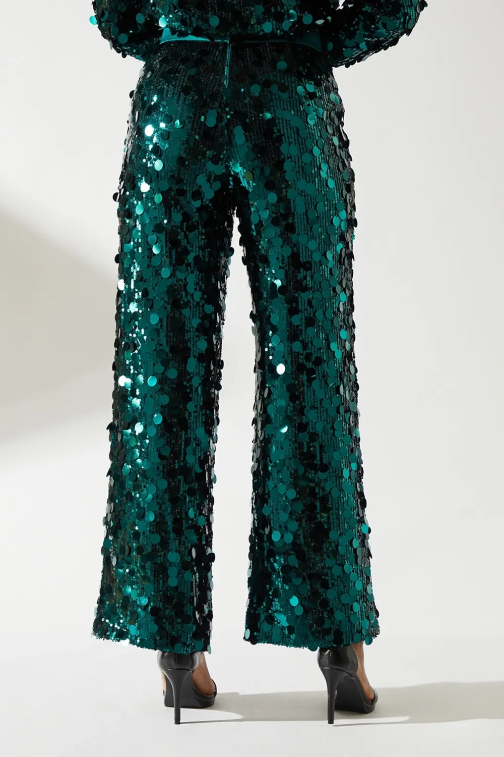 Disc Sequin Satin Trim Trouser