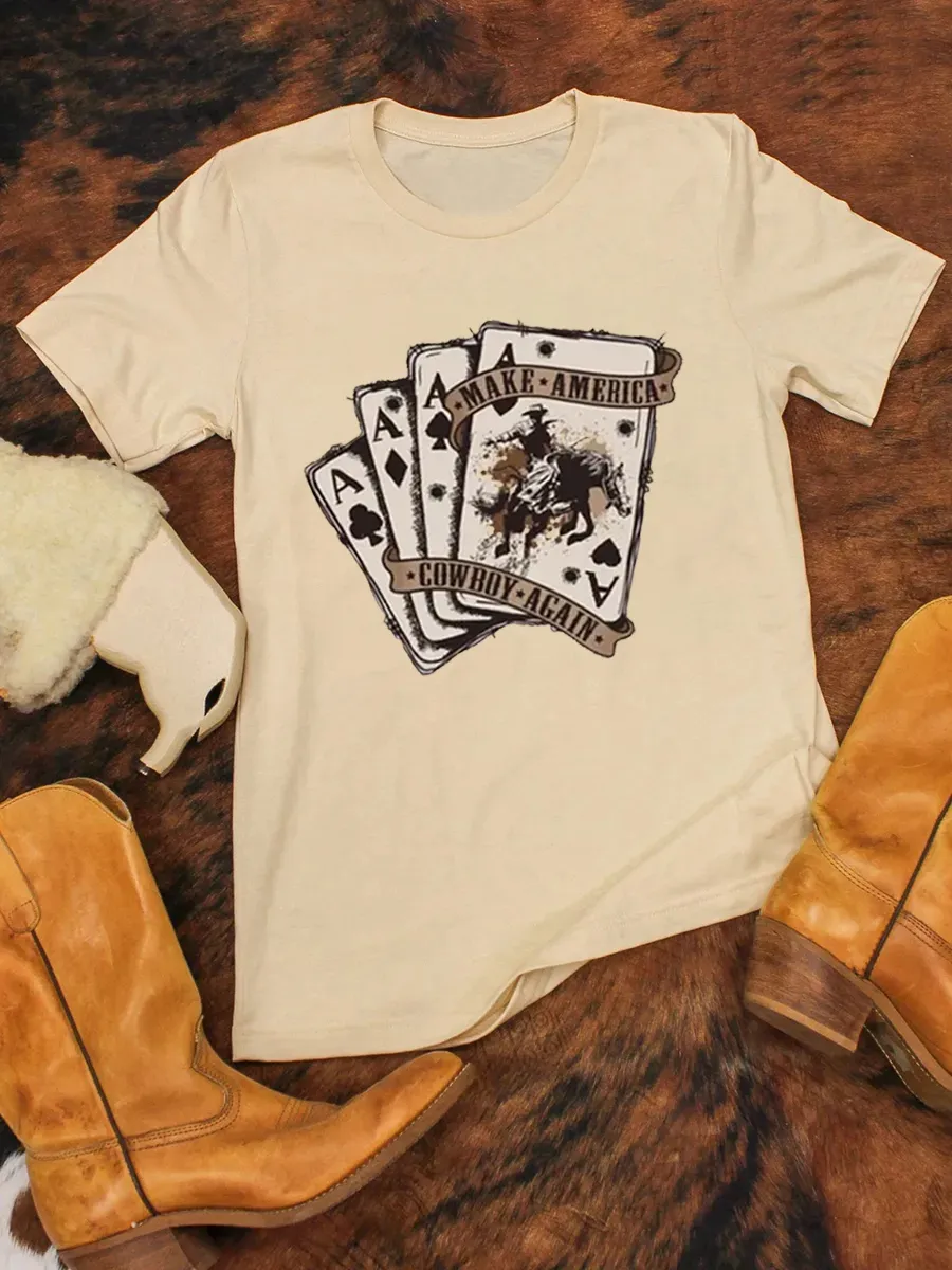 Cowboy Ace Pattern T-shirt