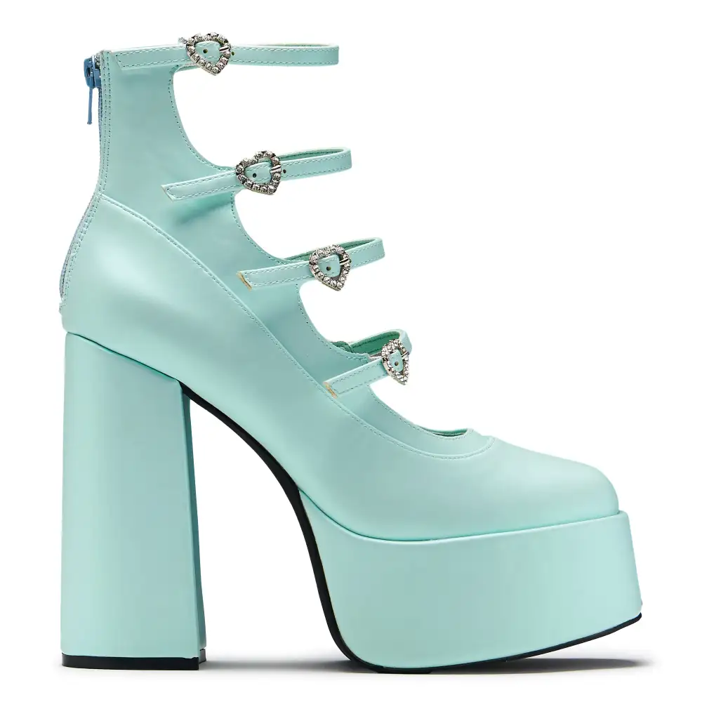 Pearl Dewdrop Platform Heels - Blue