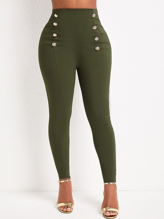 Women's Pants Trousers Leggings Full Length High Cut Micro-elastic High Waist Fashion Streetwear Party Daily Wear Black White S M Fall Winter