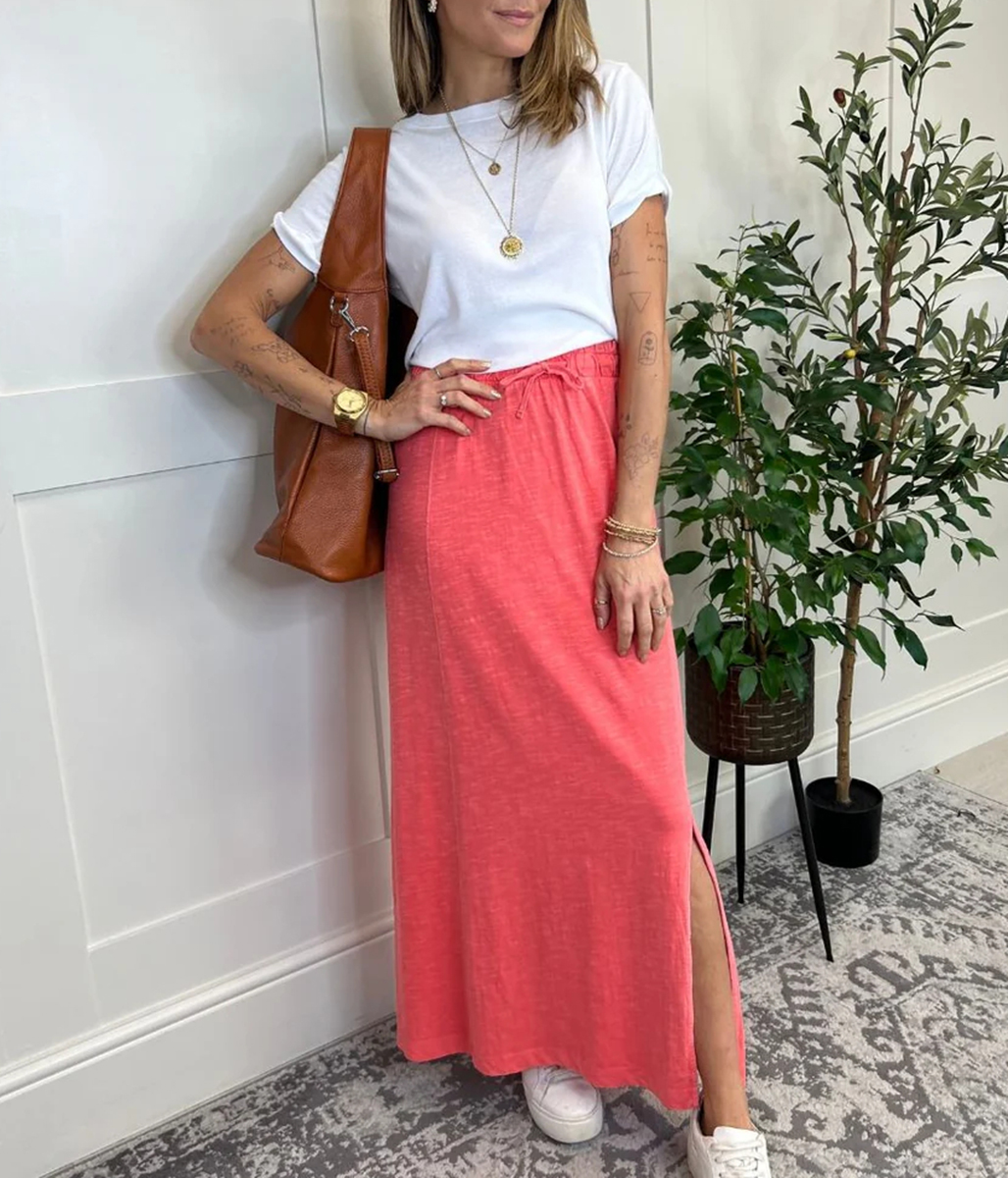 Coral Jersey Midaxi Skirt