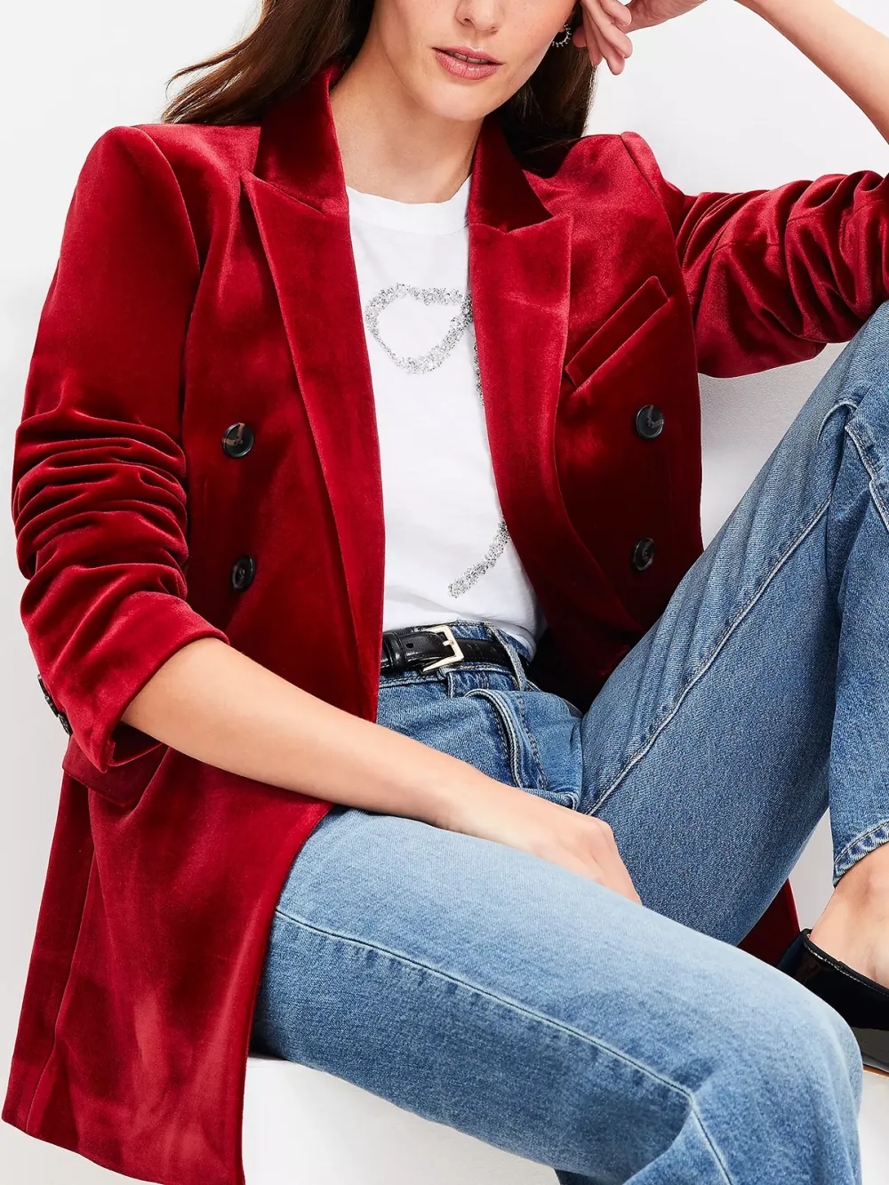 Velvet Double Breasted Blazer