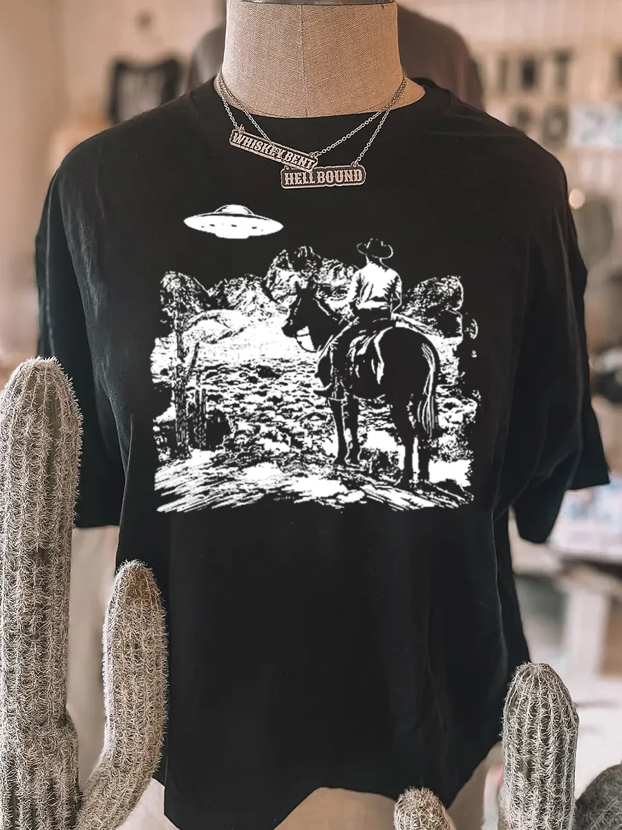 Western Texas Interstellar Cowboy T-shirt