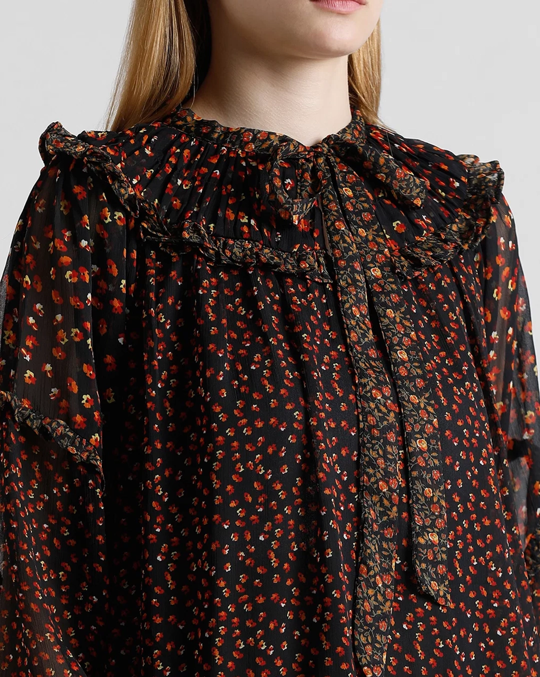 Black Floral Print Shift Dress