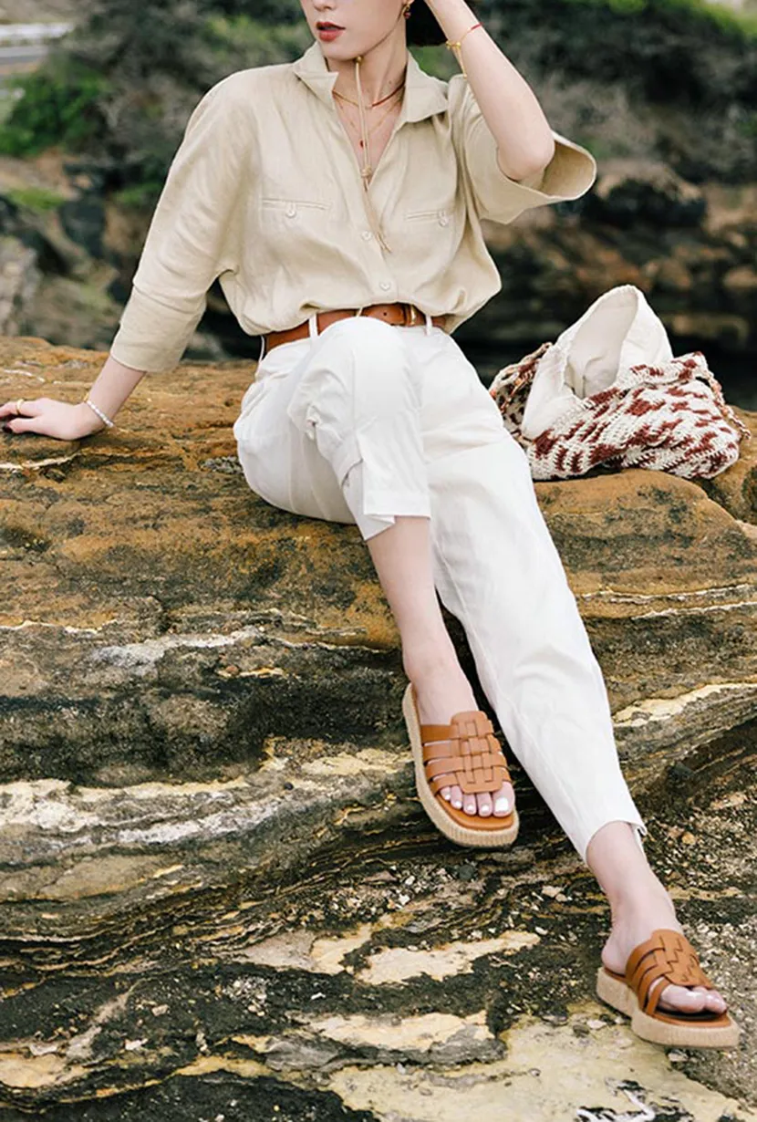 Antoine Linen Blouse - Beige