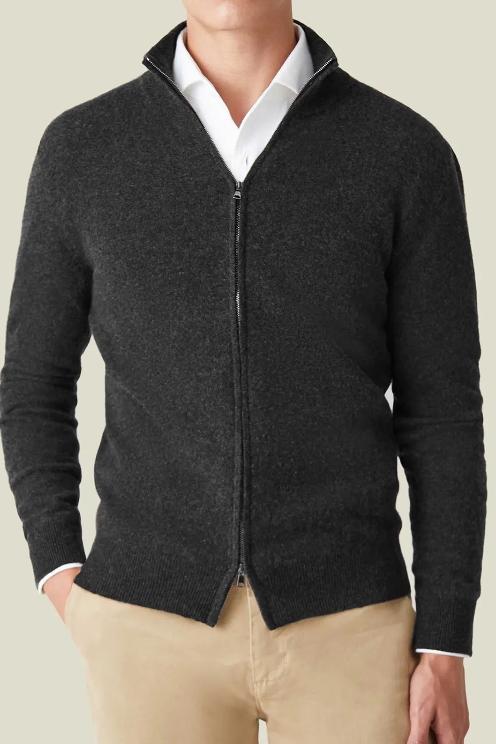 Ribbed Funnel Collar Cardigan