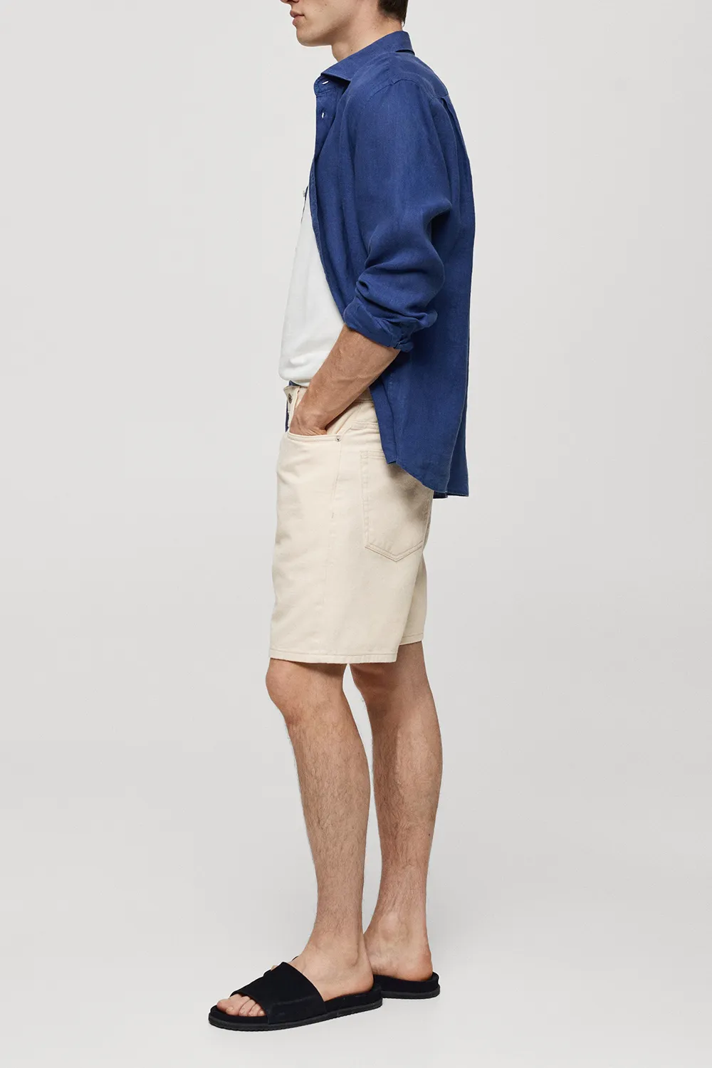 Non-Stretch Denim Bermuda Shorts