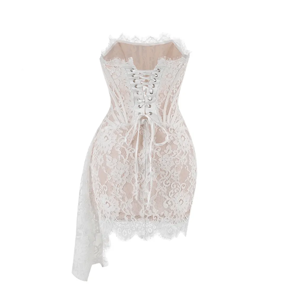 Lace Lure Corset Draped Mini Dress