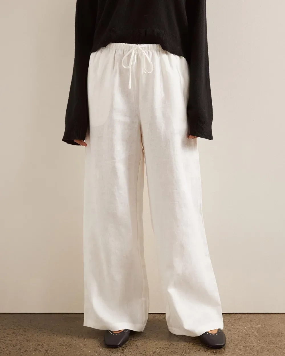 Drawstring Waist Relaxed Linen Pants