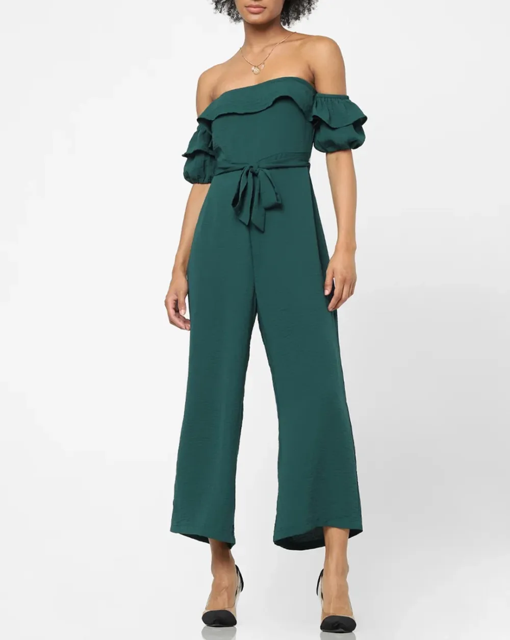 Green Off-shoulder Jumpsuit