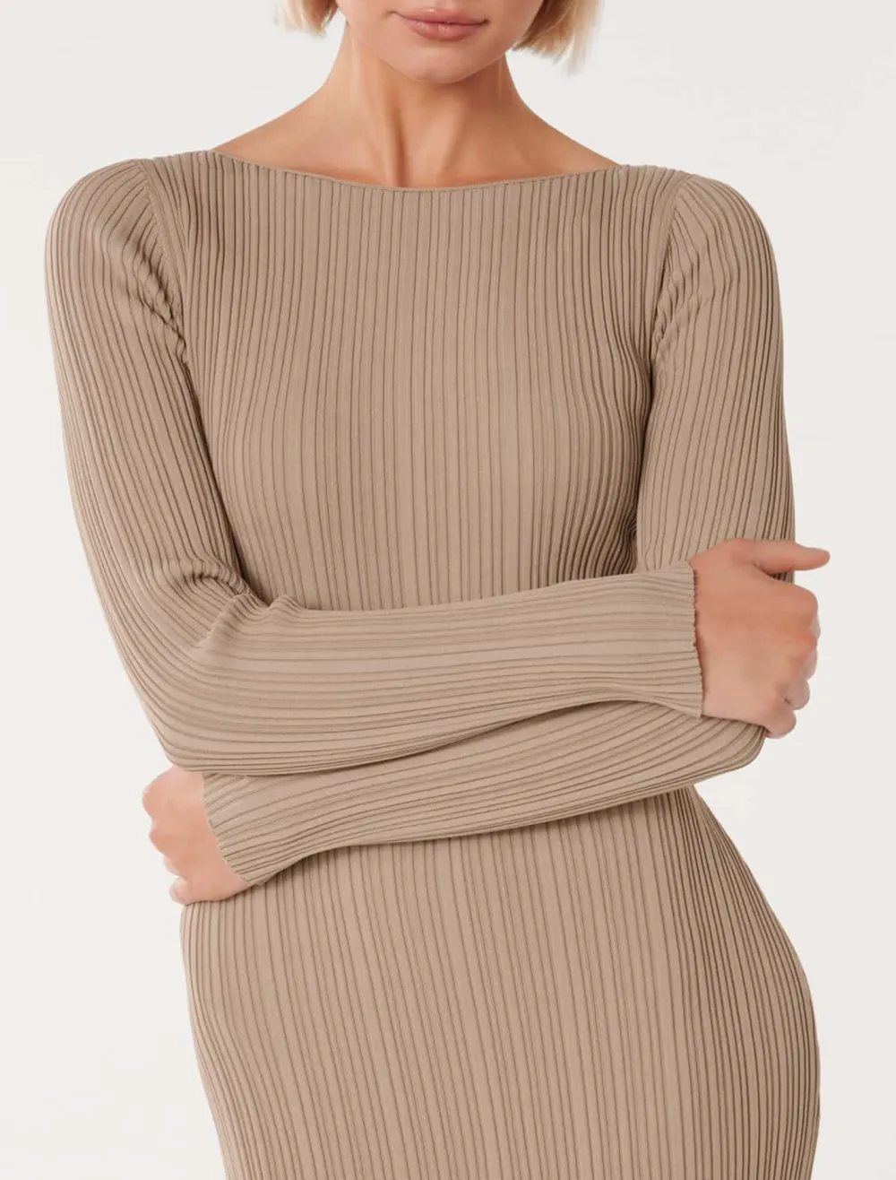 Evie Long-Sleeve Rib Knit Dress