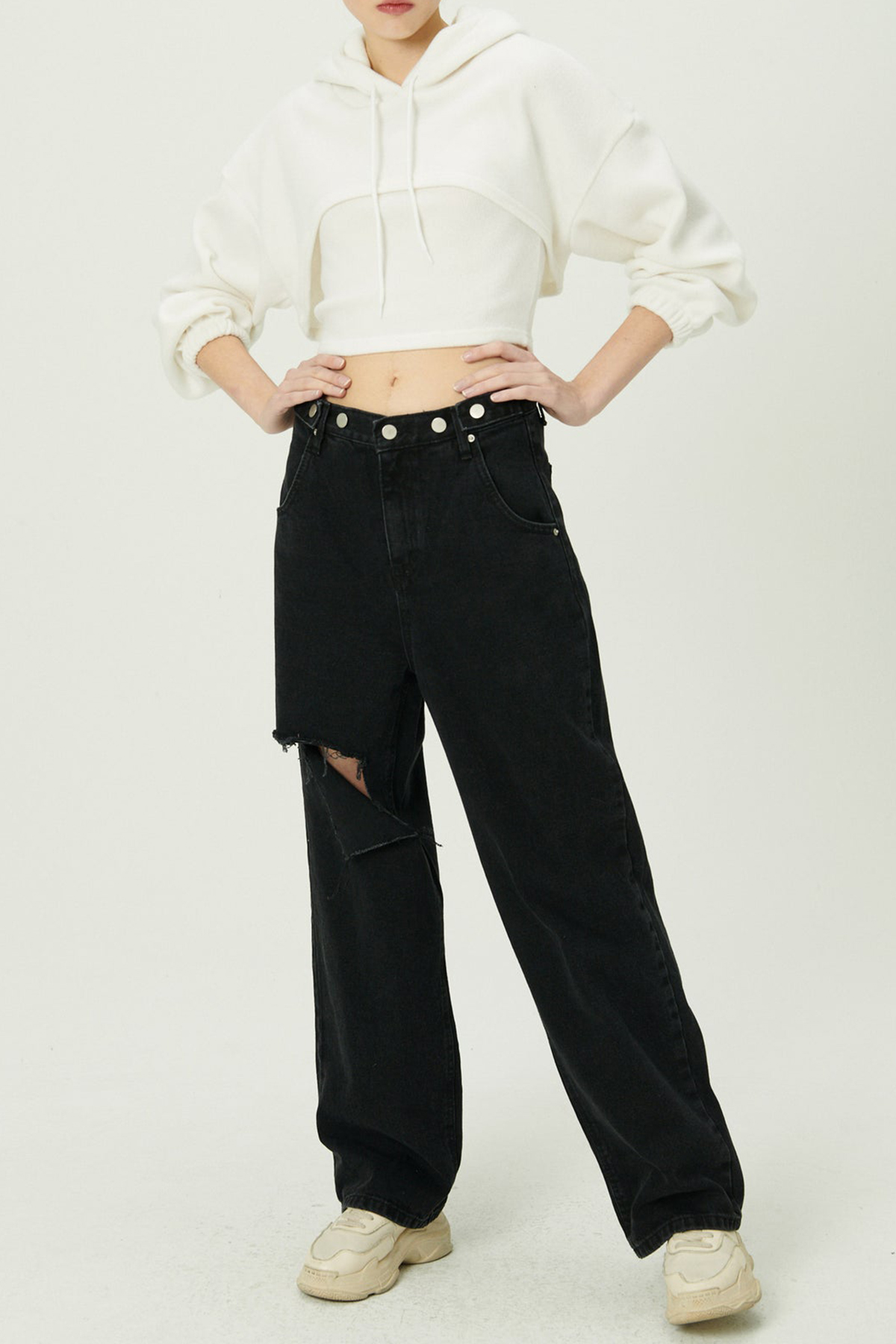 Elo Cutout Wide Leg Jeans