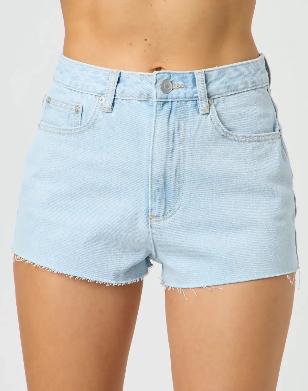 High Rise Denim Mini Short