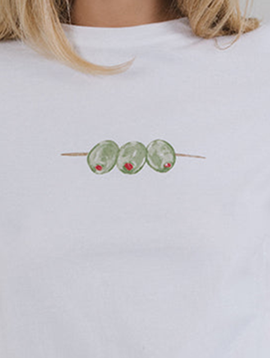 White With Olives Graphic Saki Tee