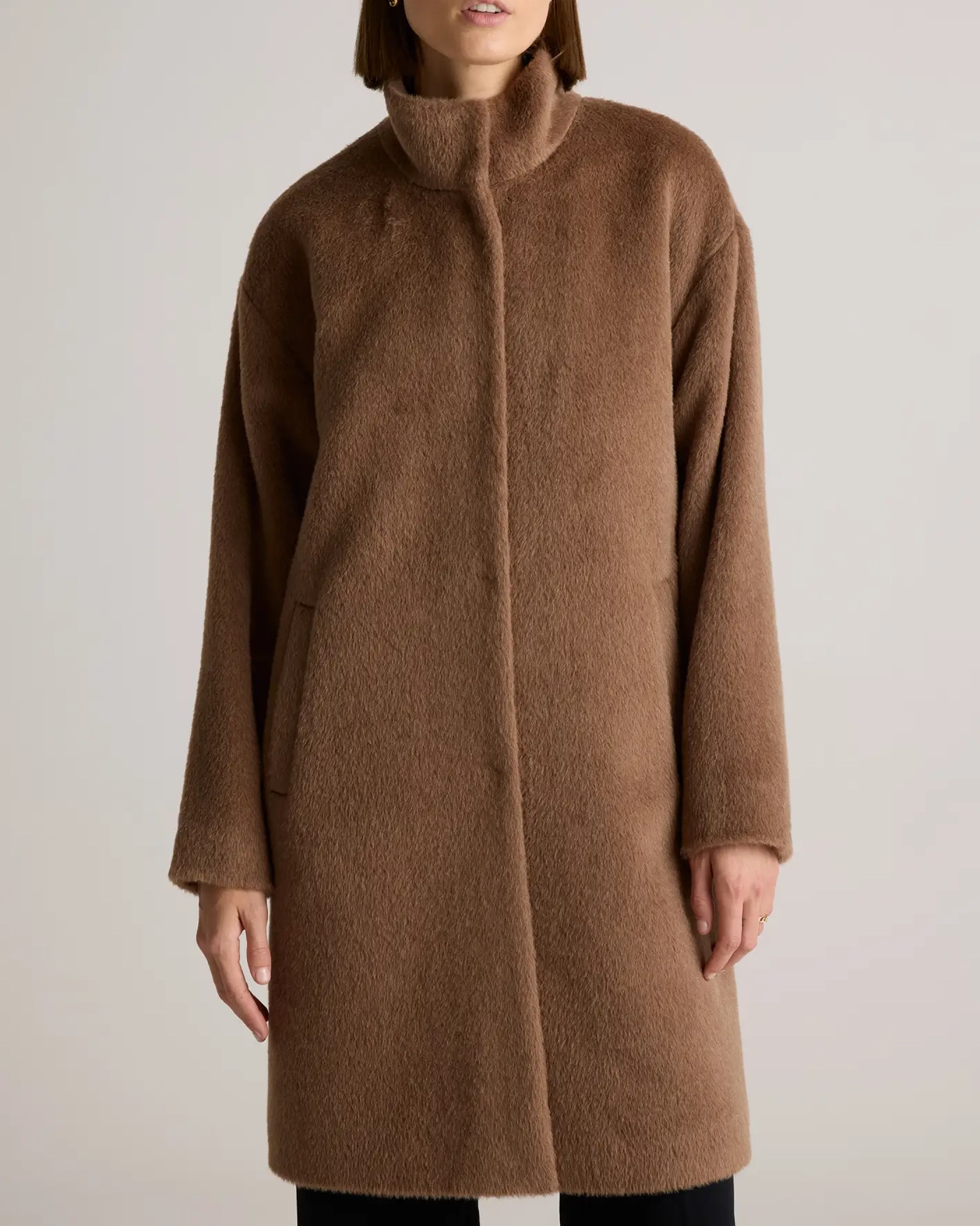 Alpaca-Wool Stand Collar Coat