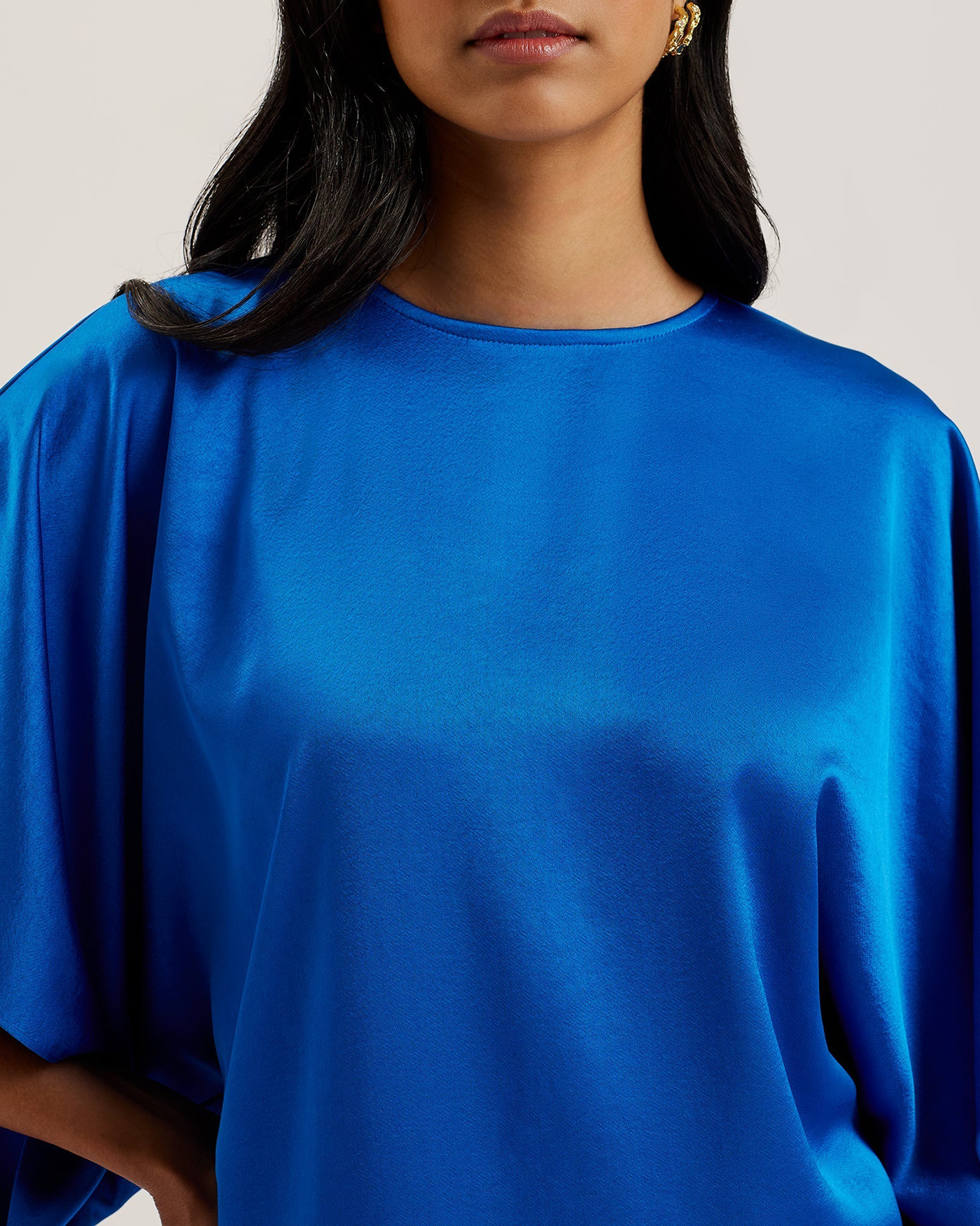 Navala Batwing Sleeve Side Split Midi Dress Blue