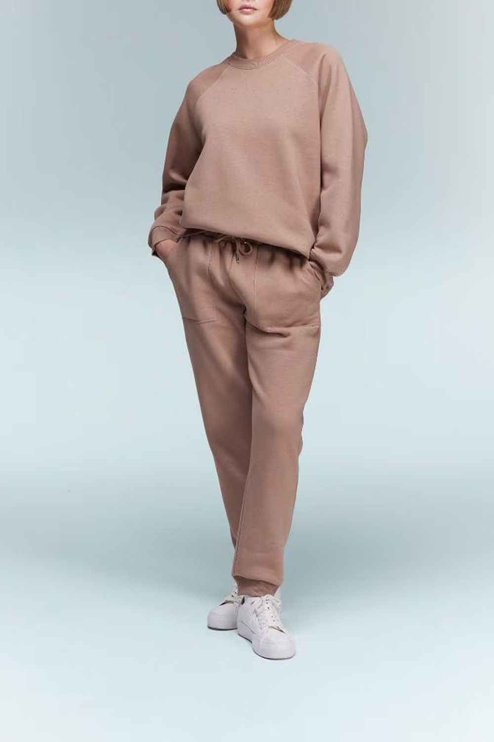 Jogger High Waist Thick Sweatshirt Fabric Trousers