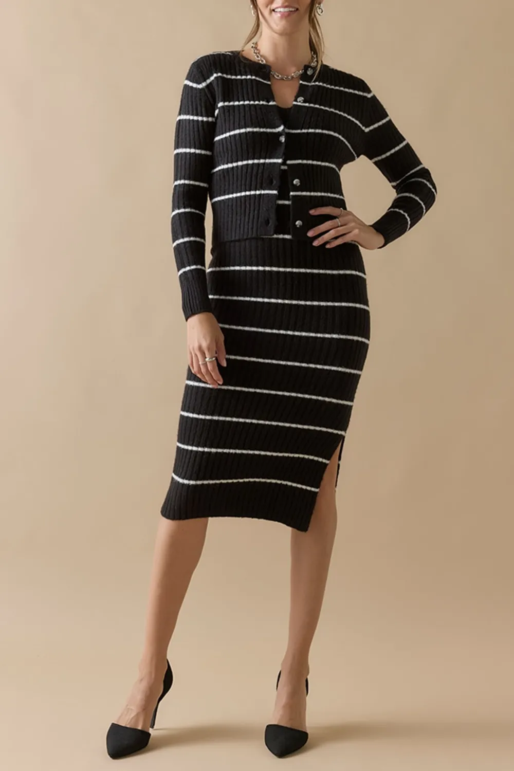 Nela Striped Midi Dress