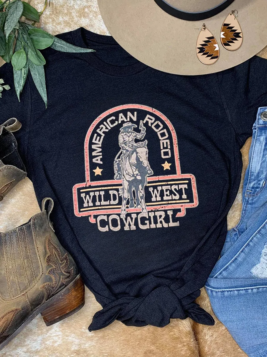 American Rodeo Cowboy Girl T-shirt