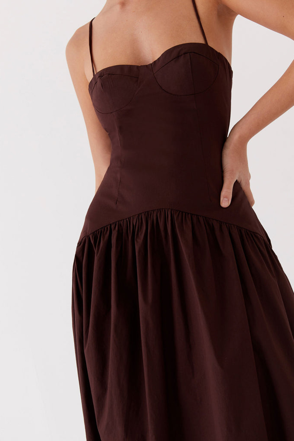 Yvette Corset Midi Dress - Chocolate