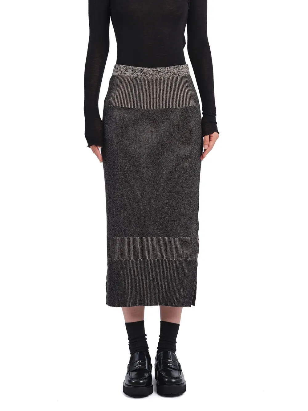 Knitted Two Tone Pencil Skirt