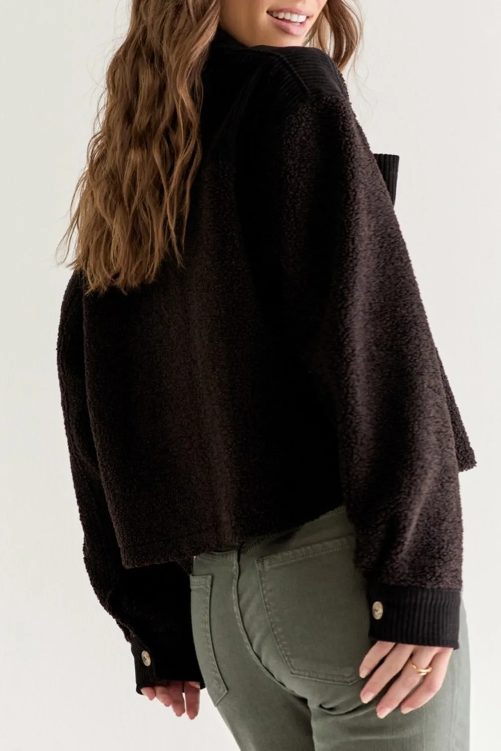 Matilda Waffle Sherpa Cropped Jacket