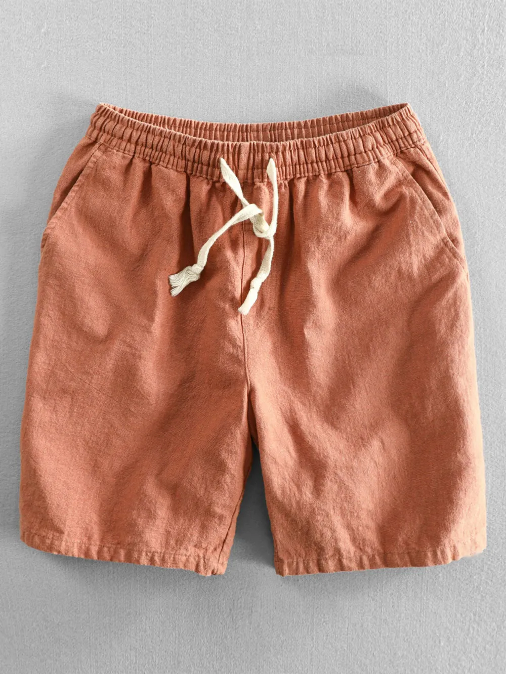 Linen Cotton Blend Drawstring Shorts