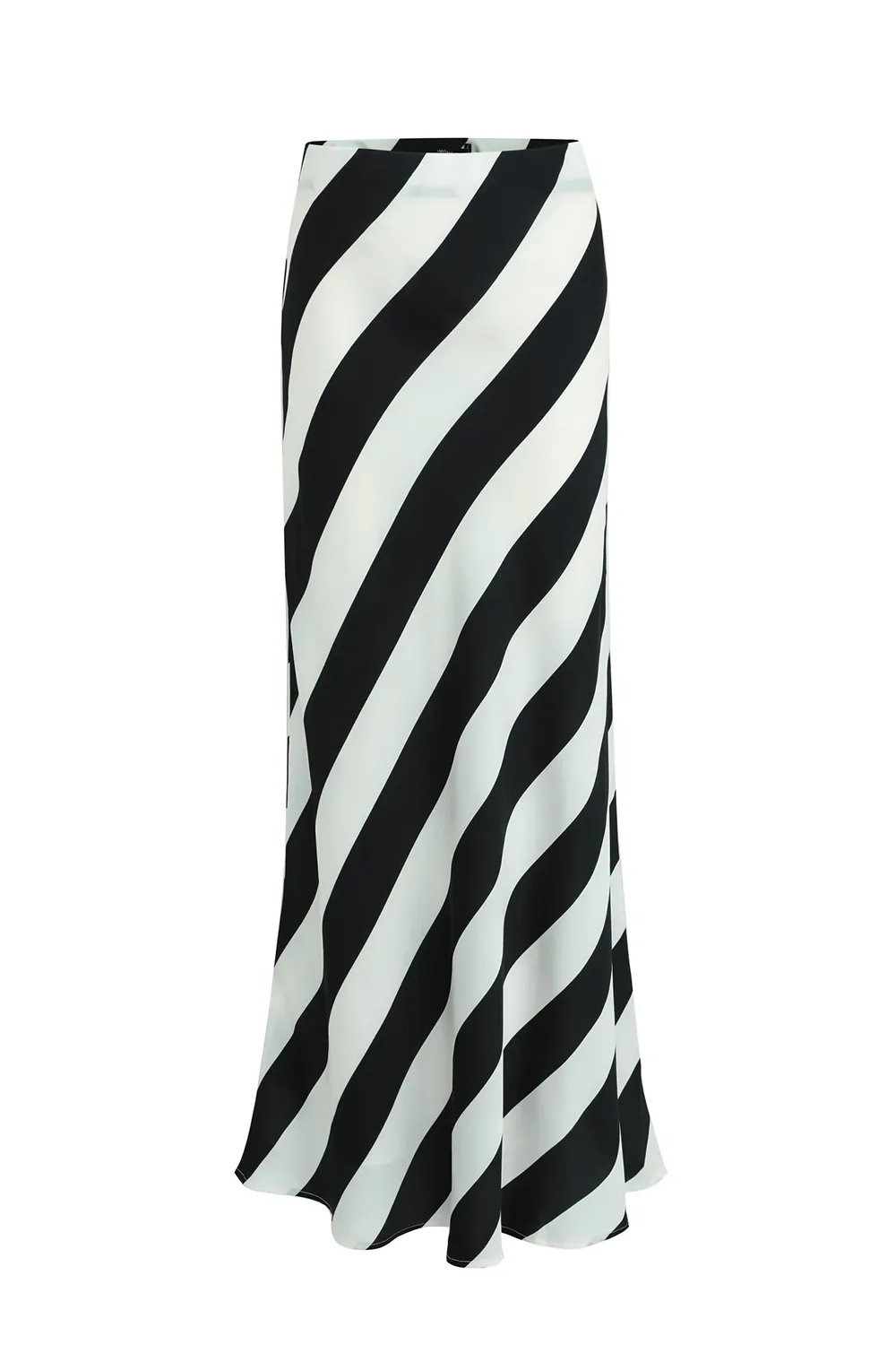 Fiery Black Stripe Satin Bias Maxi Skirt