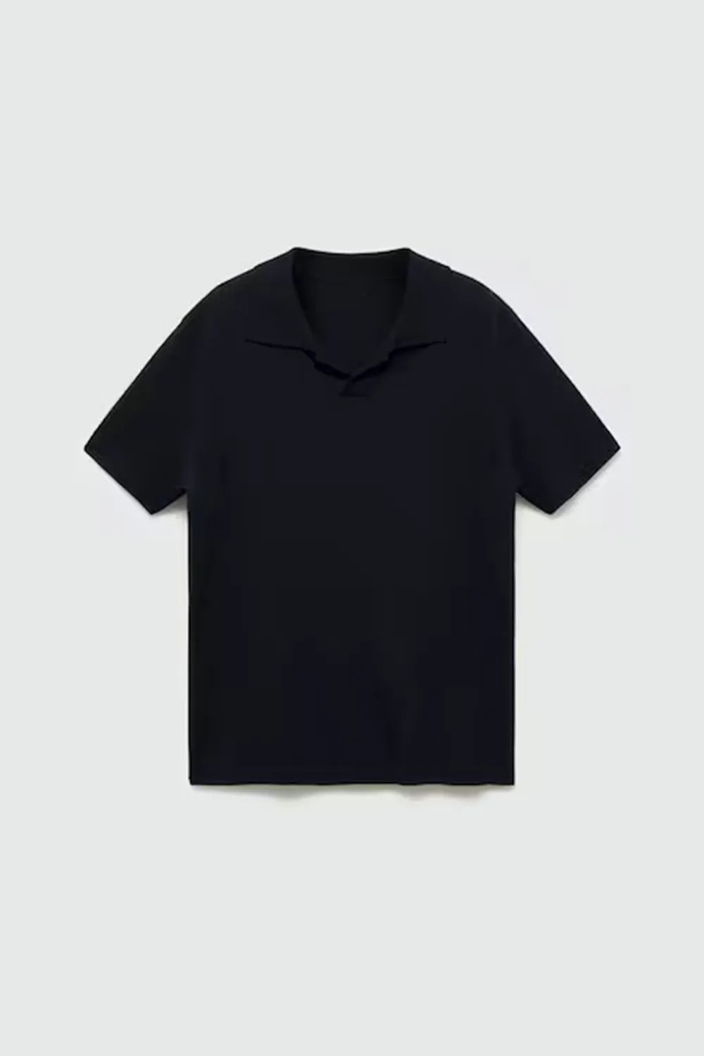 Cable Knit Collar Polo Shirt