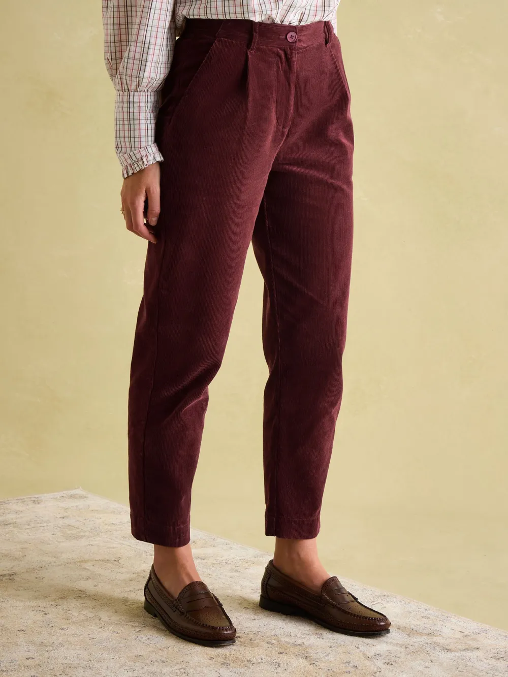 Cotton Calla Burgundy Corduroy Tapered Trousers