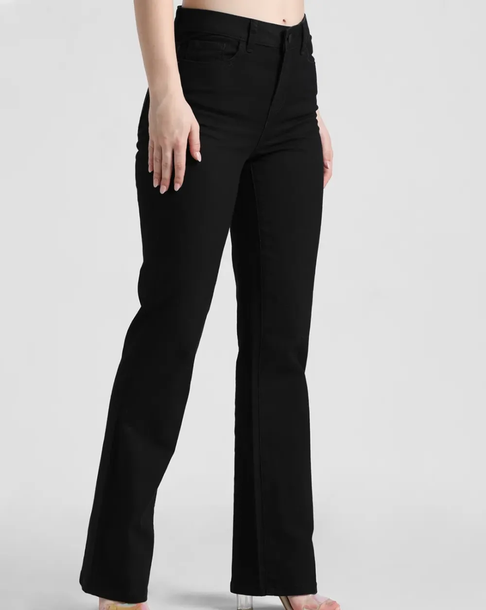 Black High Rise Flared Jeans