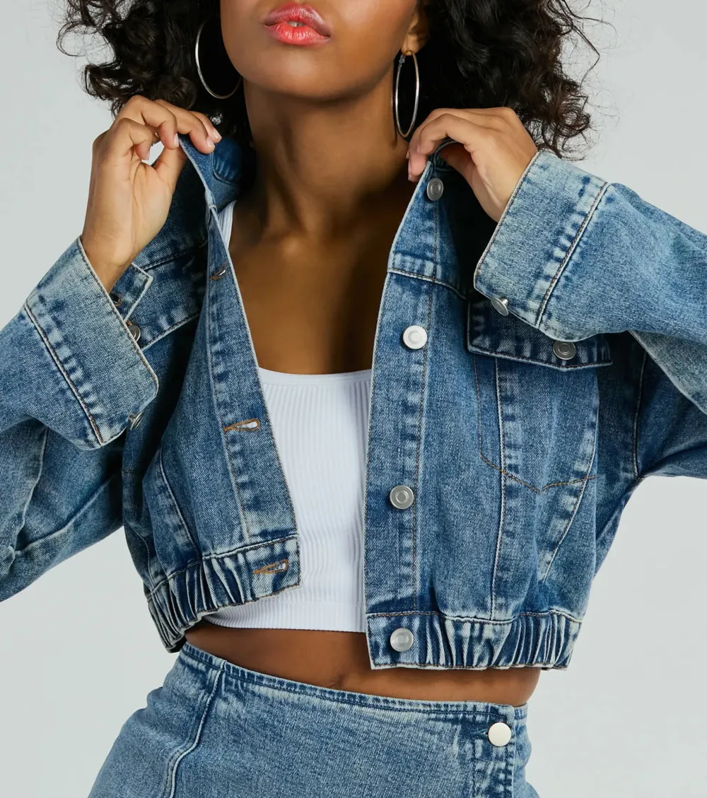 On My Way Trucker Crop Denim Jacket