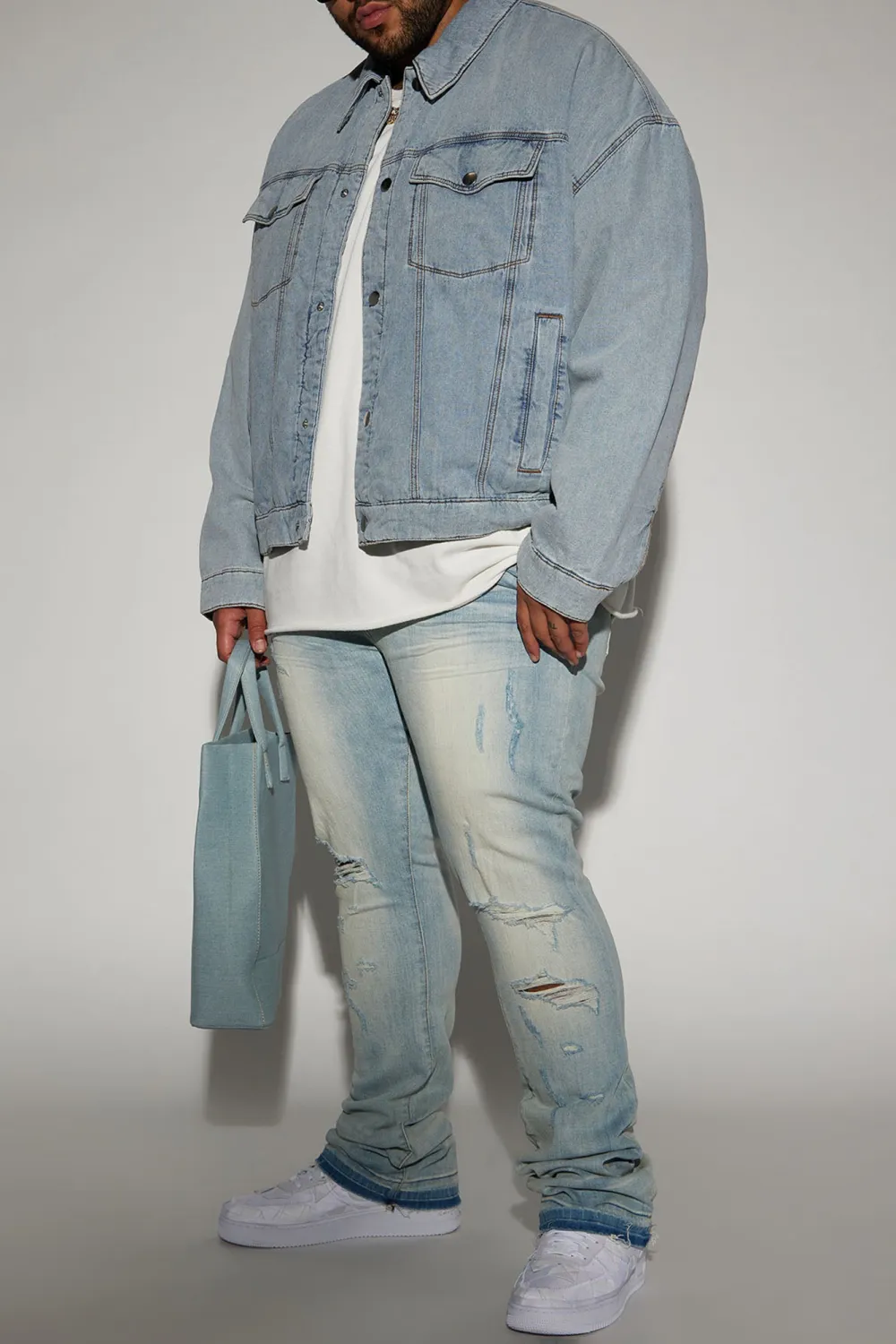 Proud Of Me Padded Denim Jacket - Light Blue