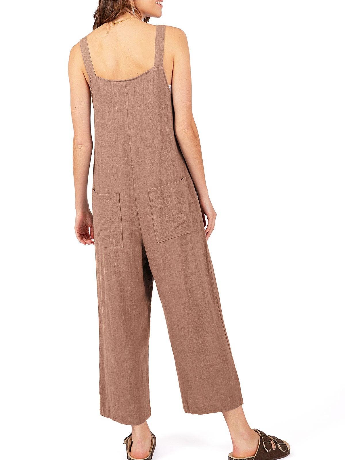 Lana Roux Crop Wide-Leg Linen Jumpsuit