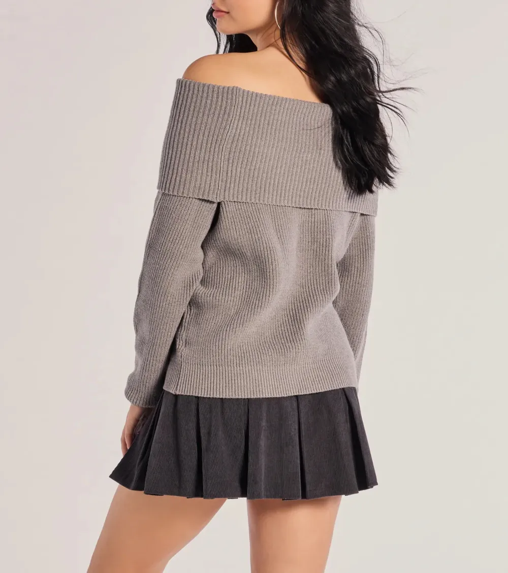 Cozy Factor Ribbed Knit Off-The-Shoulder Sweater