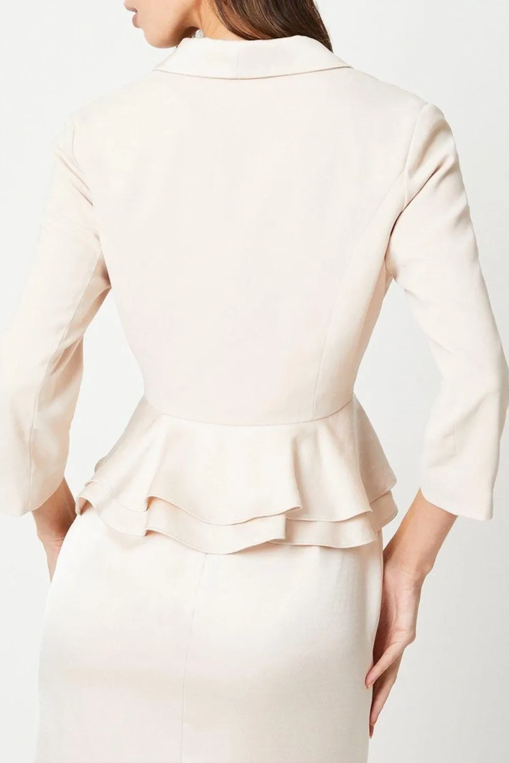 Satin Back Crepe Tailored Jacket With Peplum