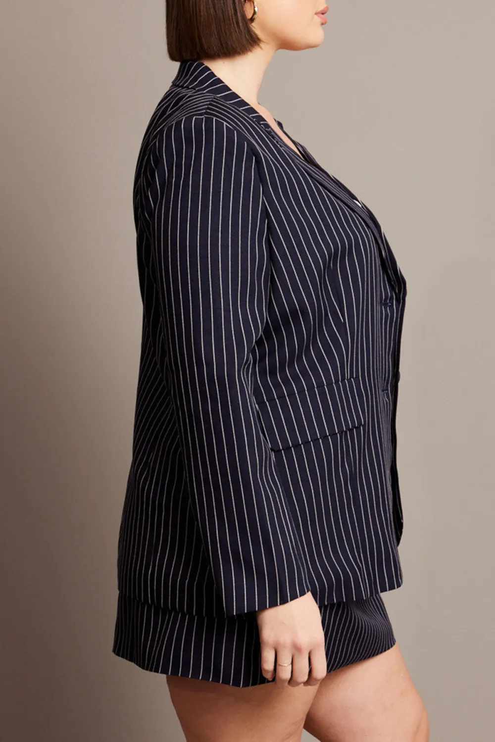 Black Stripe Pinstripe Blazer