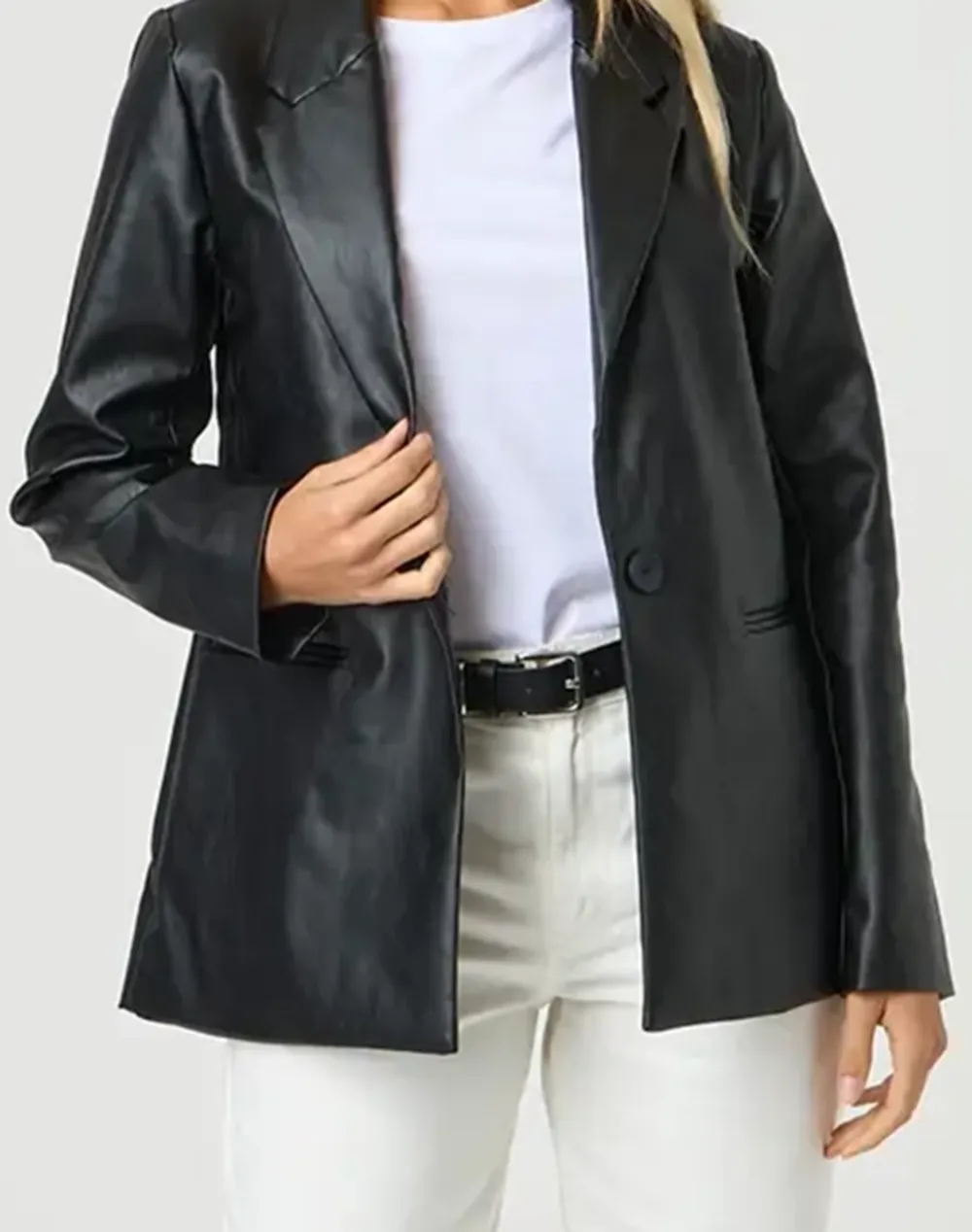 Faux Leather Blazer