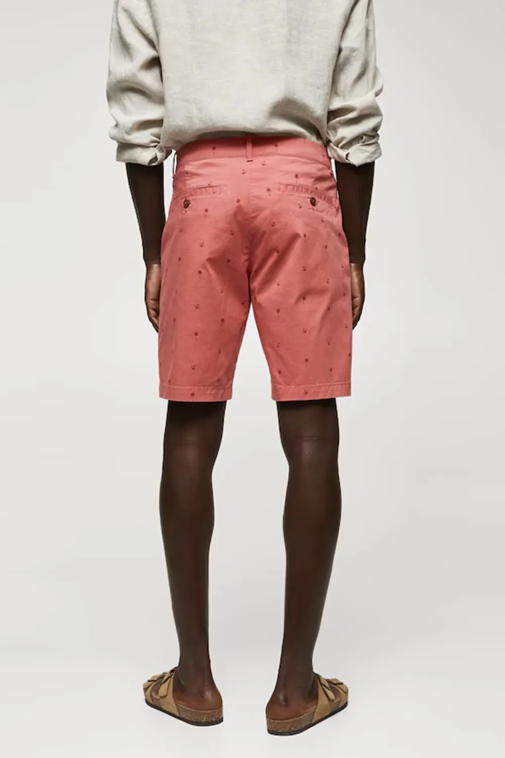 Slim-fit cotton micro-print bermuda shorts