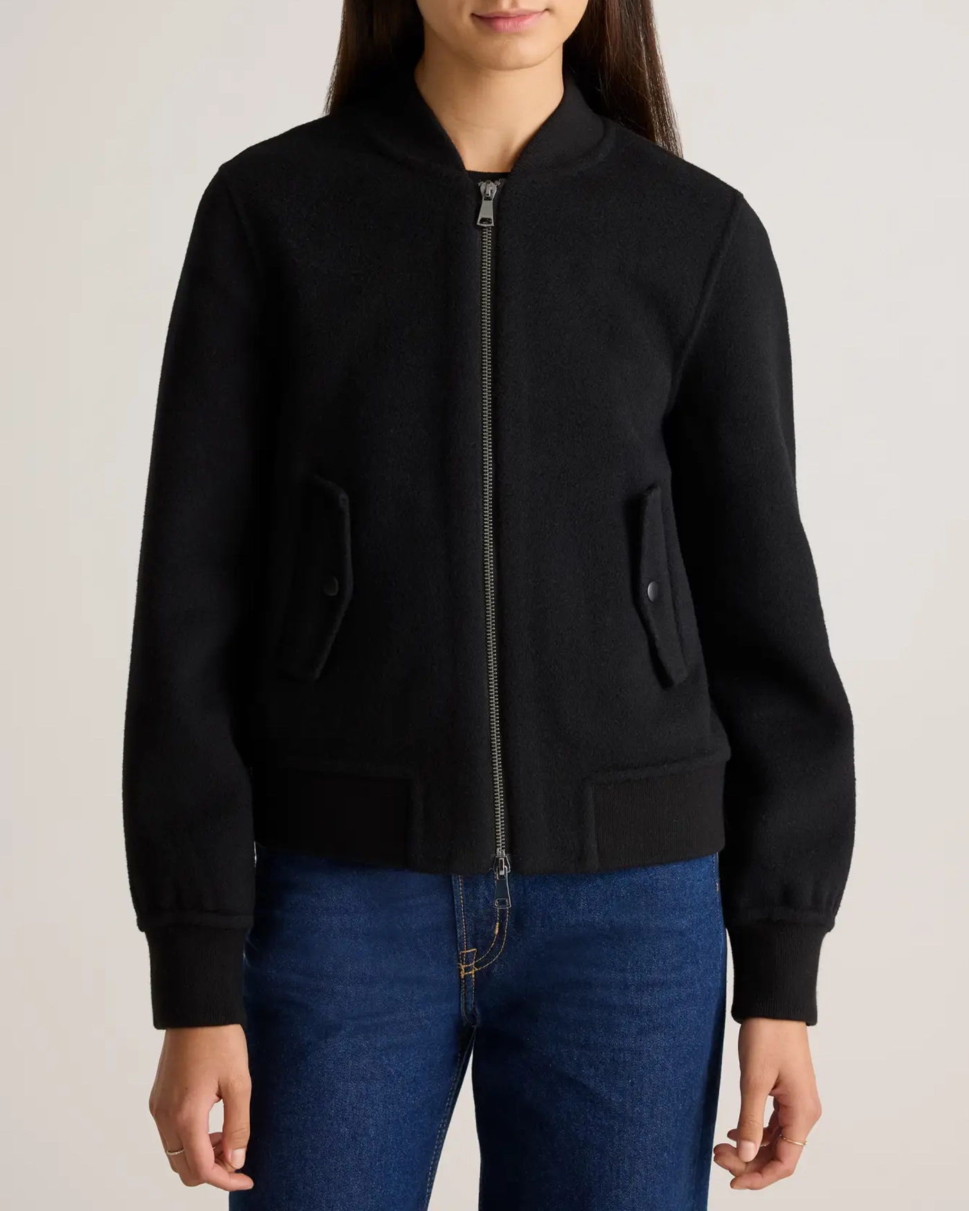 Double-Faced Merino Wool Bomber Jacket