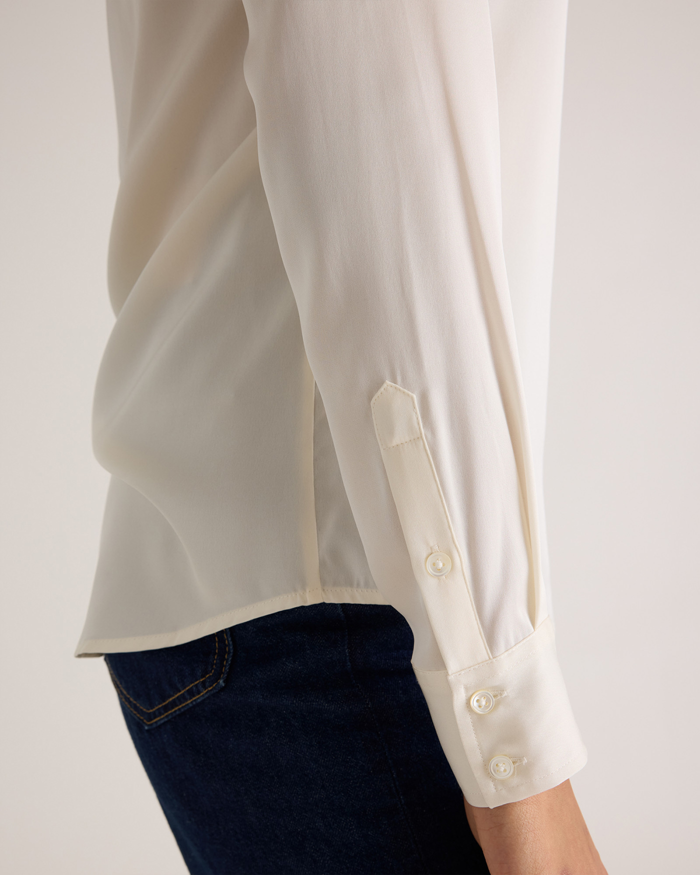 Silk Fiber Notch Collar Blouse